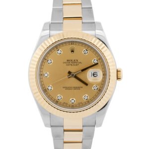 Rolex 41MM Datejust Two-Tone Oyster Bracelet Fluted Bezel Factory Diamond Dial 116333