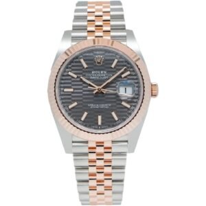 Rolex Datejust 41MM 126331 Slate Gray Motif Dial Fluted Bezel Two-Tone Everose Gold Jubilee Bracelet