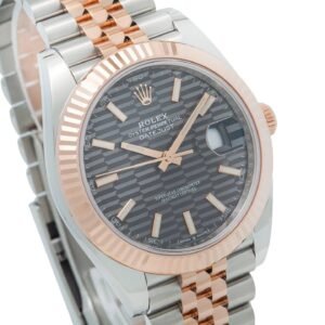 Alternative view of Rolex Datejust 41MM 126331 Slate Gray Motif Dial Fluted Bezel Two-Tone Everose Gold Jubilee Bracelet