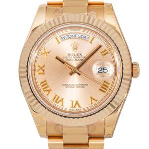 Alternative view of Rolex Day-Date II 218235 41mm Everose Gold Pink Roman Dial President Bracelet