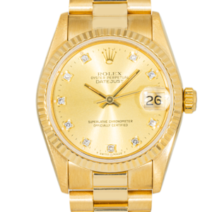 Alternative view of Rolex Datejust 31mm 68278 Champagne Diamond Dial 18K Yellow Gold President Bracelet