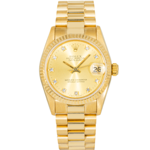 Rolex Datejust 31mm 68278 Champagne Diamond Dial 18K Yellow Gold President Bracelet