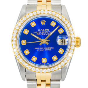 Alternative view of Rolex Datejust 31mm 68273 Blue Diamond Dial Diamond Bezel Steel & Yellow Gold Jubilee