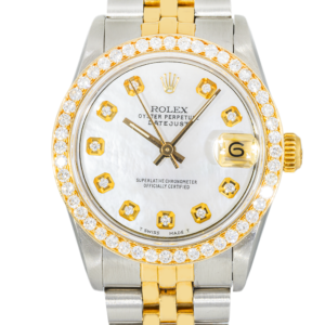 Alternative view of Rolex Datejust 31mm 68273 White MOP Diamond Dial Diamond Bezel Steel & Yellow Gold Jubilee