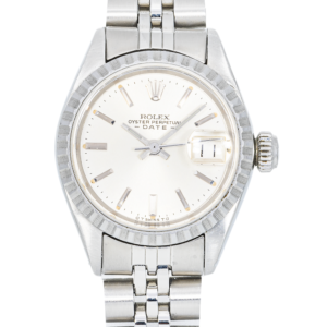 Alternative view of Rolex Oyster Perpetual Date 76094 Silver Dial 26 mm Ladies Watch