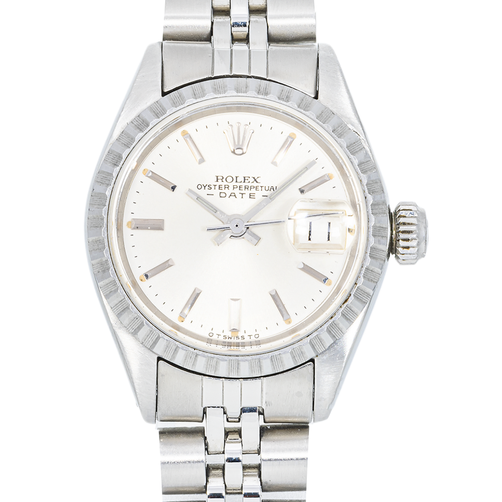 Rolex Oyster Perpetual Date 76094 Silver Dial 26 mm Ladies Watch - Image 2