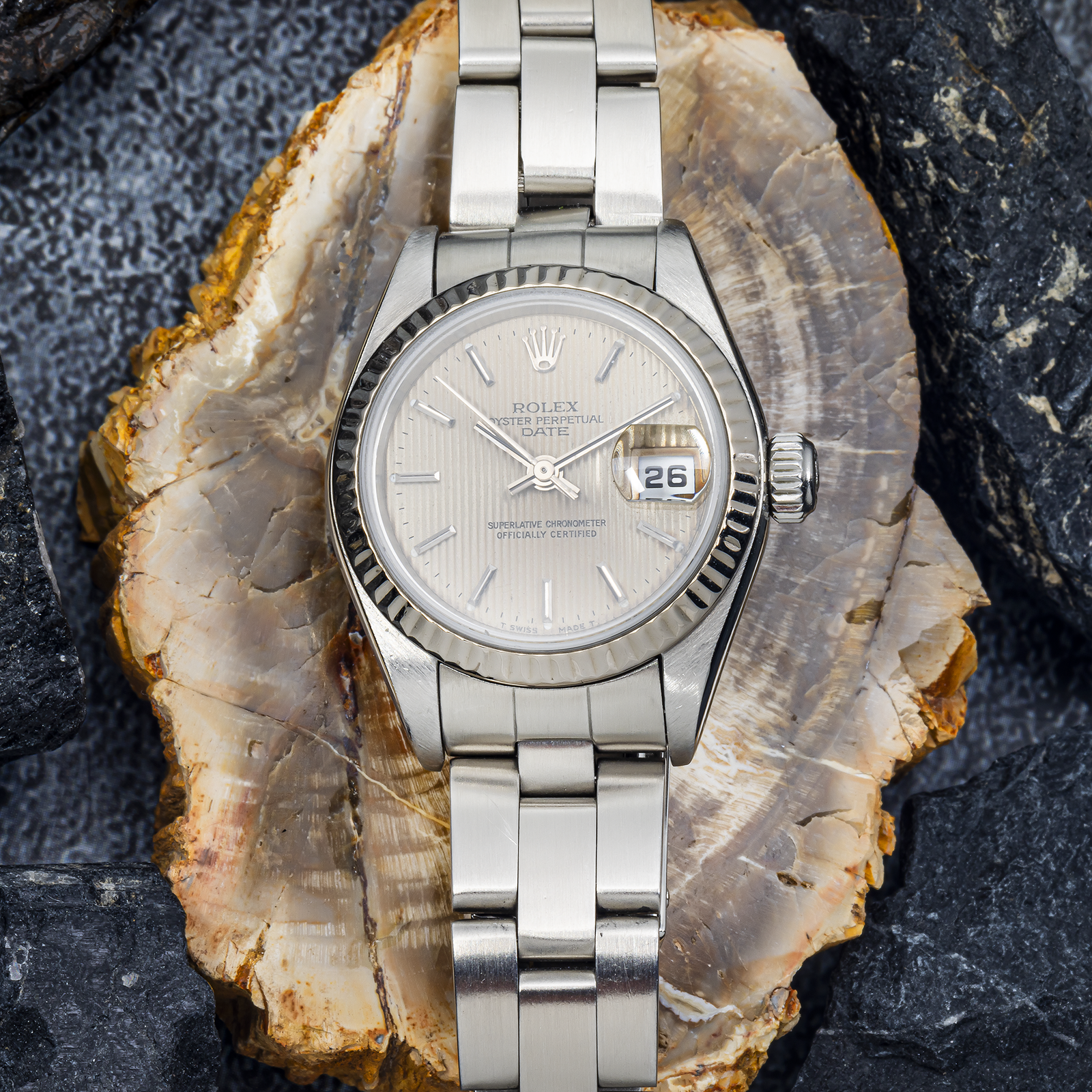 Rolex Datejust 79174 26mm Ivory Tapestry Dial Oyster Bracelet Watch - Image 5
