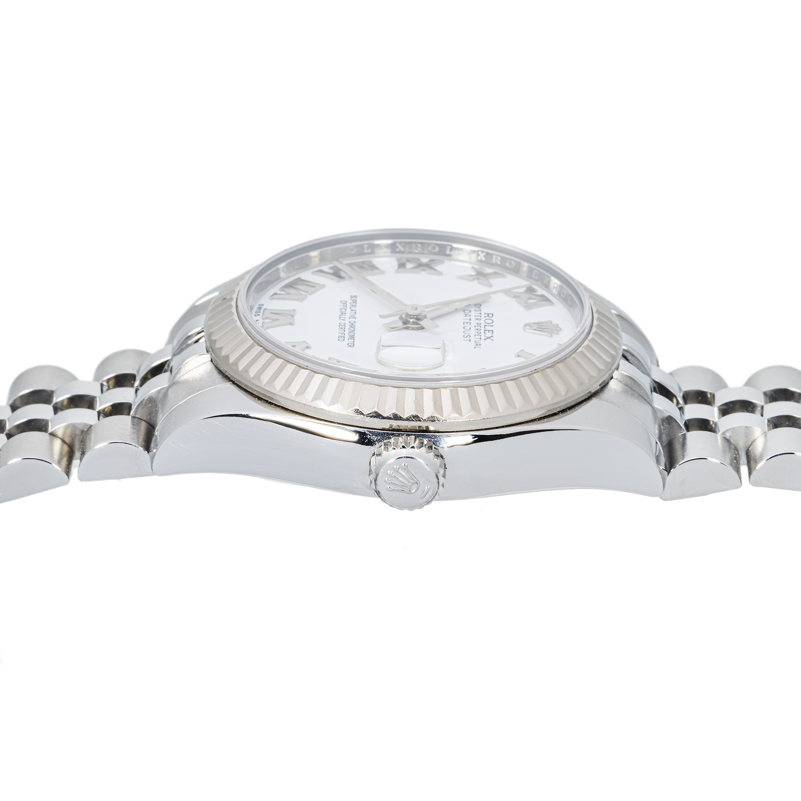 Rolex Datejust 178274 31mm – White Roman Dial & 18K White Gold Fluted Bezel - Image 3