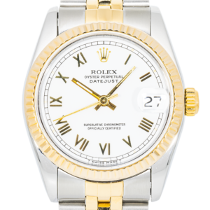 Alternative view of Rolex Datejust 68273 Two-Tone 31mm White Roman Dial – Jubilee Bracelet