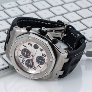 Alternative view of Audemars Piguet Royal Oak Offshore 26170ST 42MM White Dial With Leather Bracelet