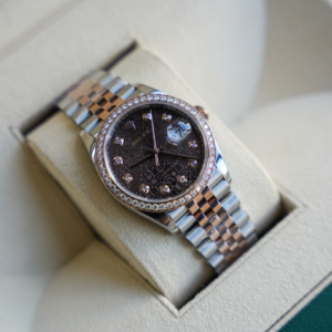 Alternative view of Rolex Datejust 36mm Steel & Everose Gold Chocolate Diamond Dial Jubilee – Ref. 126281