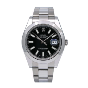 Rolex Datejust 41mm Black Dial Smooth Bezel Stainless Steel – Ref. 116300