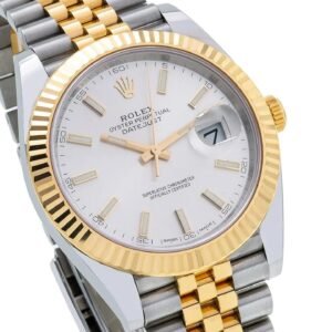 Alternative view of Rolex Datejust 41MM 126333 Silver Dial Fluted Bezel Two-Tone Yellow Gold Jubilee Bracelet