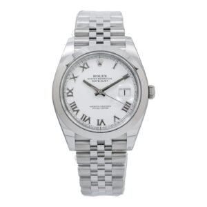 Rolex Datejust 41mm 126300 White Roman Dial Smooth Bezel Jubilee Bracelet