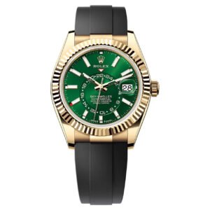 Rolex Sky-Dweller 336238 Yellow Gold Bright Green Dial Oysterflex 42mm