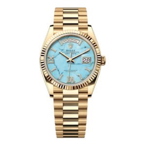 Rolex Day-Date 36 128238 Yellow Gold Turquoise Roman Diamond Dial President Watch