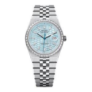 Rolex Land-Dweller 127286TBR Ice Blue Dial Platinum Diamond Bezel Flat Jubilee 36mm
