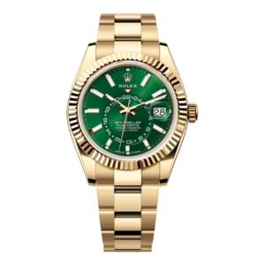 Rolex Sky-Dweller 336938 Yellow Gold Green Dial Oyster Bracelet 42mm